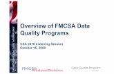 Overview of FMCSA Data Quality Programs of FMCSA Data Quality Programs CSA 2010 Listening Session October 16, 2008 FMC-CSA-09-004