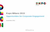 Expo Milano 2015 - CONFINDUSTRIA · Create awareness and world platform for best practices and innovations ... conventions & policy meetings, cultural & ... Expo Milano 2015 partnerships