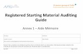Registered Starting Material Auditing Guide - apic.cefic.org · AIDE MEMOIRE FOR REGISTERED STARTING MATERIAL AUDITS 1) APIC Guide for Auditing Registered Starting Material Manufacturers