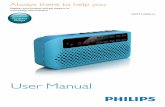 User Manual - Philips · preset radio station. f ... user manual). Listen to FM radio Tune to FM radio stations Note ... • MP3 bit rate (data rate): 32-320 Kbps and