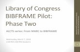 Library of Congress BIBFRAME Developmentsdownloads.alcts.ala.org/ce/20180307_LOC_BIBFRAME_Pilot_Phase_T… · Paul Frank Cooperative Cataloging Programs Specialist y s. ... •17