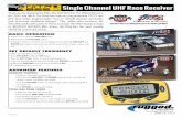 Single Channel UHF Race Receiver - Rugged Radios · Single Channel UHF Race Receiver BASIC OPERATION • To power on or off, press ON/OFF button. ... The Nitro-Bee is the Official