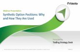 Webinar Presentation Synthetic Option Positions: Why and … · 2017-10-18 · Synthetic Option Positions: Why and How They Are Used ... Options’ trading entails significant risk