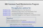 NIH Common Fund Metabolomics Program · NIH Common Fund Metabolomics Program Pre-application webinar for: RFA-RM-17-011 National Metabolomics Data Repository . RFA-RM-17-012 Metabolomic