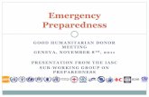 Emergency Preparedness - Welcome to the IASC | IASC .GENEVA, NOVEMBER 8TH, 2011 PRESENTATION FROM