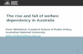 The rise and fall of welfare dependency in Australia · The rise and fall of welfare dependency in Australia Peter Whiteford, Crawford School of Public Policy, Australian National