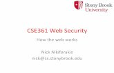 CSE361 Web Security - Nick Nikiforakis · CSE361 Web Security How the web works ... –3XX: Redirection, e.g. 301 Moved Permanently –4XX: ... Server: nginx Date: Thu, ...