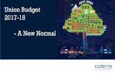 Union Budget 2017-18 - A New Normal - Karvy Onlinecontent.karvyonline.com/contents/Unionbudget-2017-18-01.pdf · Long term irrigation fund Lakh crore 10 Lakh Crore 21.47 ... • In