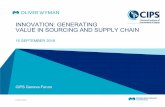 INNOVATION: GENERATING VALUE IN SOURCING … Speaker... · ProcureCon/Oliver Wyman Benchmarking Study 2016; in terviews among 100 leading CPOs and procurement managers To what extent