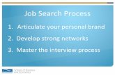1. Articulate your personal brand 2. Develop strong ... · Job Search Process 1. Articulate your personal brand 2. Develop strong networks . 3. ... •Elevator Speech (self-intro)