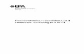 Final Contaminant Candidate List 3 Chemicals: Screening to ... · Screening to a PCCL August 2009 ... CE Clear evidence of carcinogenicity CUS/IUR Chemical Update System/Inventory
