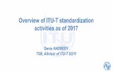 Overview of ITU-T standardization activities as of 2017 of ITU-T standardization activities as of 2017 Denis ANDREEV TSB, Advisor of ITU-T SG11 ITU-T membership 260 SECTOR MEMBERS