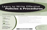 Learn to Write Effective Policies Procedures · policies as part of their job ... Great ideas for communicating complex procedures ... Common design mistakes and how to