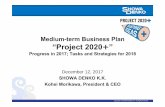 Medium-term Business Plan “Project 2020 · Have more power to resist market ... for electronics Functional chemicals ... Basic strategies to develop “individualized businesses