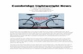 Cambridge Lightweight News · Cambridge Lightweight News (Edition 73 ... what happened to the GB components relaunch? ... When was the first multi-stage British ‘Milk Race’, ...