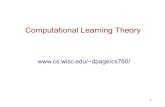 Computational Learning Theory - University of Wisconsin ...pages.cs.wisc.edu/~dpage/cs760/colt.pdf · Learning setting #1 • learner is given a set D of training instances 〈 x,