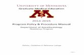 Department of Anesthesiology Residency Program · ‐ Page 1 ‐ Graduate Medical Education 2014-2015 Program Policy & Procedure Manual Department of Anesthesiology Residency Program