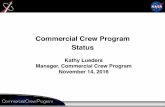 Commercial Crew Program status - NASA · 14/11/2016 · Design – Heat Exchanger delta CDR complete ... Avionics Checkout with Flight Fault Tolerant Flight Computers using Flight