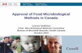 Approval of Food Microbiological Methods in Canada Leanne DeWinter.pdf · Approval of Food Microbiological Methods in Canada ... • Plants producing Ready-to-Eat (RTE) meat and poultry