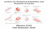 Physics 2210 Fall Semester 2014 - Astronomybelz/phys2210/lecture14.pdf · Lecture 14: Rotational Kinematics and Moments of Inertia Physics 2210 Fall Semester 2014. ... Review today