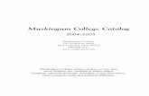 Muskingum College Catalog · 2018-04-05 · Muskingum College Catalog 2004-2005 Muskingum College 163 Stormont Street ... (matriculation, ... weather track around the football field