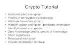Crypto Tutorial - MIT CSAIL Computer Systems Security …css.csail.mit.edu/security-seminar/cryptoslides.pdf · PORs: Proofs of Retrievability • Client outsources a file F to a
