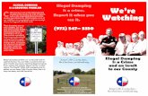 C Watching see it. - Collin County report illegal dumping, please call (972) 547-5350 WHAT THESE CRIMINALS DUMP Trash Food, paper. plastics, styrofoam, wood, furniture, glass, cans,