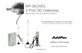 AP-3G1001 1-Port 3G Gateway - AddPac AP-3G1001 1-Port 3G Gateway High Performance 3G Gateway Solution Preliminary Product Overview (Without notice, following described technical spec.