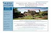 American Physical Society New England Section Newsletter … · 2017-04-06 · Volume 23, No. 1 Spring 2017 American Physical Society New England Section Newsletter Co-editors Edward