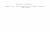 ADVANCED ALGEBRA II CHAPTER 6 RATIONAL …€¦ · chapter 6 – rational exponents and radical functions 6.1 evaluate nth roots and use rational exponents ... properties of radicals