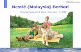 Nestlé (Malaysia) Berhad us/analyst... · Name of chairman MS/ESJ FINANCIAL ANALYSTS’ BRIEFING Nov 5, 2012 Nestlé (Malaysia) Berhad . Financial Analysts’ Briefing, November