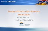 StudentTranscripts Service Overview - bced.gov.bc.ca · Transcripts and Certificates Online – public site for former graduates to order copies of their transcripts and graduation