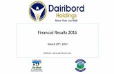 Financial Results 2016 - dairibord.com · Financial Results 2016 March 29th, 2017 Website: . Presentation Outline Operating Environment A Mandiwanza Performance Highlights Volumes