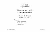 Theory of NP- Completeness · Theory of NP-Completeness Topics: • Turing Machines • Cook’s Theorem • Implications NP-complete.ppt CS 451 S’ 01 15-451 Algorithms Randal E.