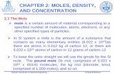 CHAPTER 2: MOLES, DENSITY, AND CONCENTRATION · ¾the atomic weight of an element is the mass of an ... Next convert the amount of drugs of solution to mass per volume ... (weight)