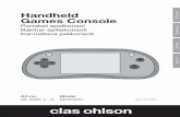 Handheld English Games Console - Clas Ohlson · Handheld Games Console ... (A/V cables are sold separately). 2. [+] [-] Volume control. Pressing [+] increases volume. ... Specialfunktioner