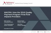 MACRA: How the 2018 Quality Payment Program Final … · research technology consulting Medical Group Strategy Council Rob Lazerow Managing Director Tony Panjamapirom Senior Consultant