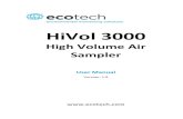 HiVol 3000 - Ecotech · Thank you for selecting the Ecotech HiVol 3000 High Volume Air sampler. The HiVol 3000 is a High Volume Air Sampler with innovative design features, designed