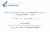 When TANF Intersects with Pregnant Teen and Young … · When TANF Intersects with Pregnant Teen and ... Manager/Young Parents Demonstration Program Coordinator, Training ... Integrated