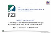 FZI Forschungszentrum Informatik · 2012-06-12 · Review SW Architect. Review Impl. Design Review ... (Rational Software, IBM) Together (Borland) Poseidon (Gentleware) ... MATLAB