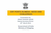 DRY PORTS IN INDIA –NEED AND CHALLENGES · Indian Port Sector‐An Overview Over 7500 KM long coast line Ports in India handle 90% by volume and 70 % by value of EXIM trade.
