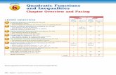 Chapter 6: Quadratic Functions and Inequalities · Quadratic Functions and Inequalities Chapter Overview and Pacing ... Modeling Real-World Data ... Analysis Chapter. Quadratic ...