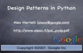 Design Patterns in Python - Alex Martelli · complex subsystem offers a lot of useful functionality; client code interacts with several parts of this functionality in a way that's