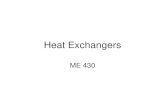 Heat Exchangers - me.queensu.ca Exchanger Notes for... · Types (cont.) •Shell-and-Tube Heat Exchangers One Shell Pass and One Tube Pass Baffles are used to establish a cross-flow