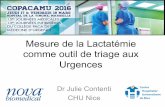 Mesure de la Lactatémie comme outil de triage aux Urgencescopacamu.com/files/11/2016/COMM/HA1/VENDREDI/12h15... · Lactate clearance and survival following injury. Abramson D1, Scalea