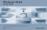TOTO Price list 2018 | United Kingdom · Price list 2018 PL-EUWS-ENG-1804 For an explanation of the various technology icons, please see the inside cover. Price list 2018 TOTO Europe