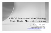 ASBOG Fundamentals of Geology Hints November 10, … · –Candidate handbook has tipp ps and sample FG ... • Structural gggy,eology, plate tectonics. More ...