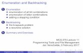 Enumeration and Backtracking - jan/mcs275/  · Enumeration and Backtracking 1 Enumeration