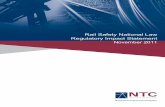 Rail Safety National Law Regulatory Impact Statement8A9C7950-C762-5162-E68F-B77C7EC8C62… · National Transport Commission Rail Safety National Law: Regulatory Impact Statement Report