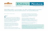 Policy Notes - Philippine Institute for Development … · PhilHealth coverage in the informal sector: Identifying determinants of enrollment PIDS Policy Notes are observations/analyses
